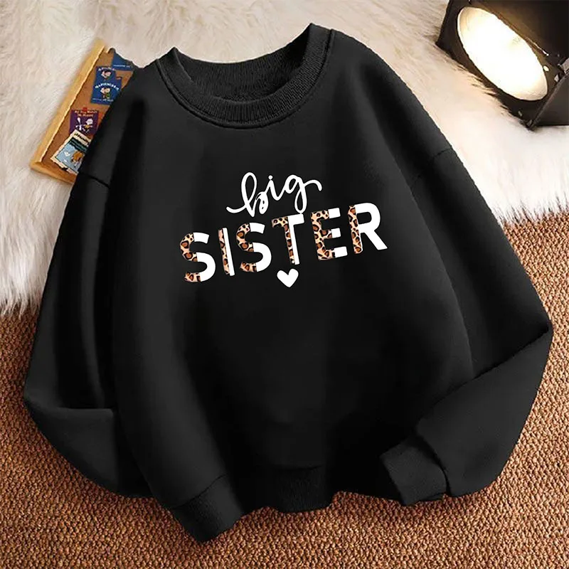 Fashion Children's Sweatshirt Pullover Spring  Big Sister Heart Crew Neck Graphic Print Hoodie Girl Kids Hoody - view 3