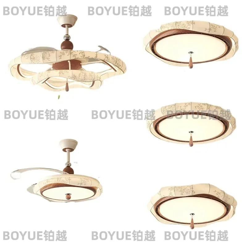 Full Spectrum Eye Care Retro Bladeless Fan Light Creative Art Lamp Antique Style Bedroom Ceiling Fixture Modern Aesthetic