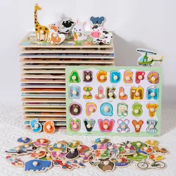 Toddler Wooden Peg 3D Puzzles Kids Toys Alphabet Montessori Education Learning Toys Great Preschool Gift for Girls and Boys