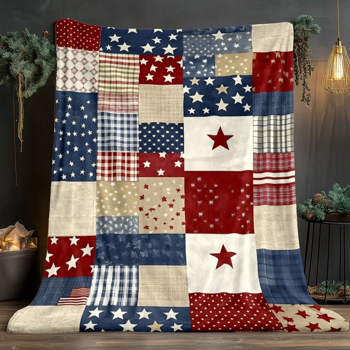 Custom 1 Patriotic Stars And Stripes Throw Blanket - Lightweight Home Bedding, Suitable For Sofas, Beds, Travel Camping, Living