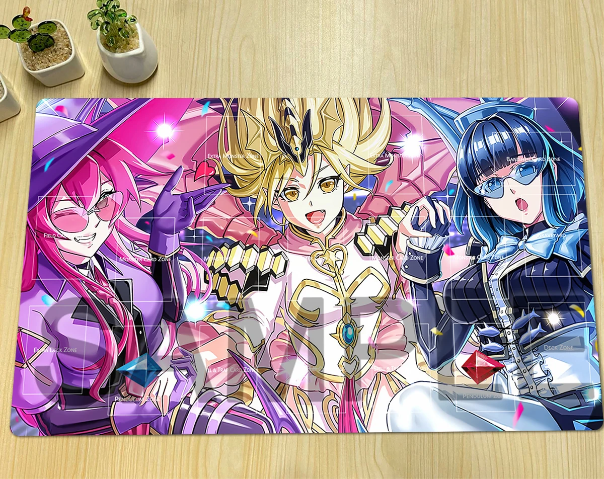 YuGiOh Playmat Majesty Maiden, The True Dracocaster Evil Twins Ki-sikil TCG CCG Коврик для коллекционной карточной игры Коврик для мыши Бесплатная сумка