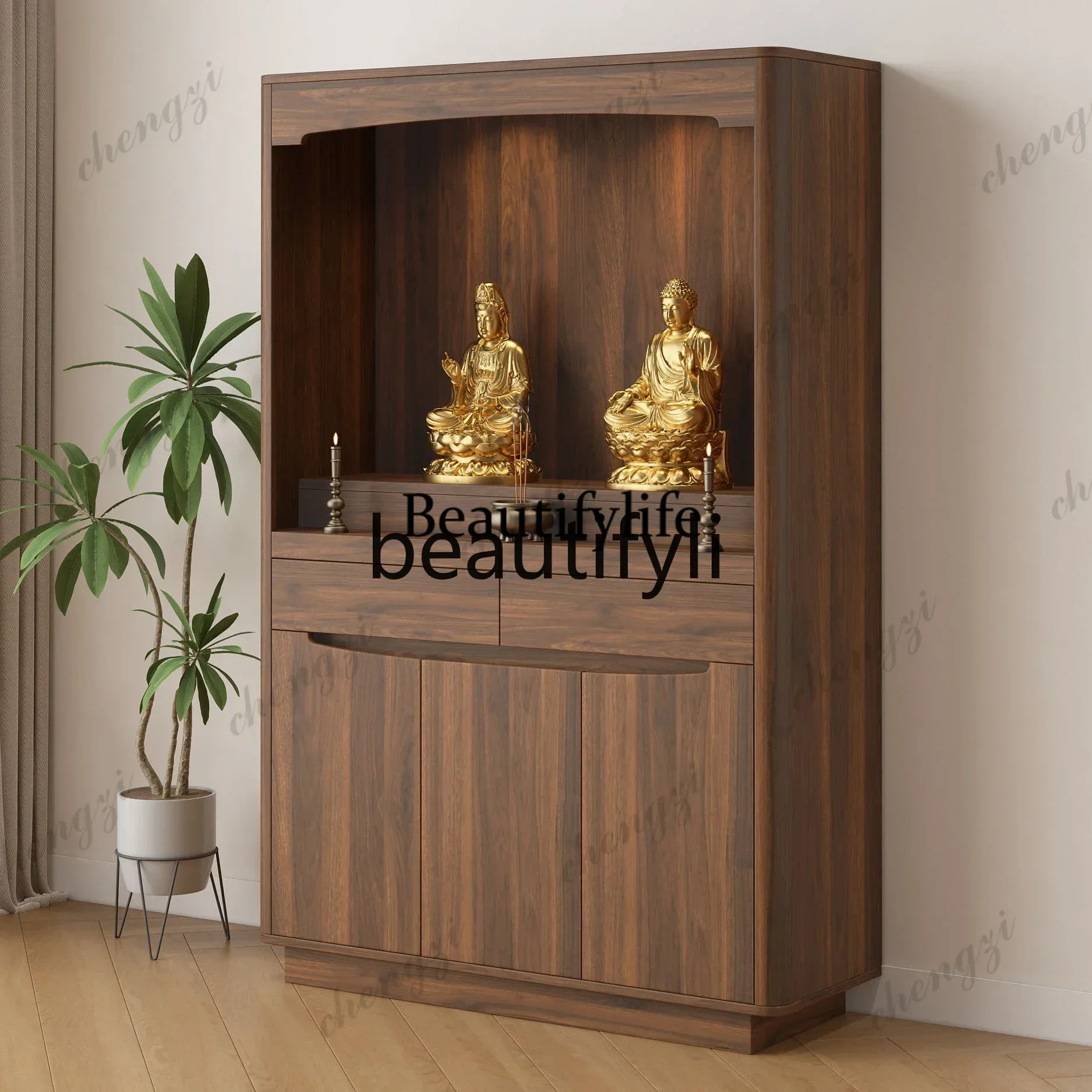 D5556 Modern light luxury small shrine new Chinese vertical cabinet serving table God of Wealth Guanyin cabinet incense table