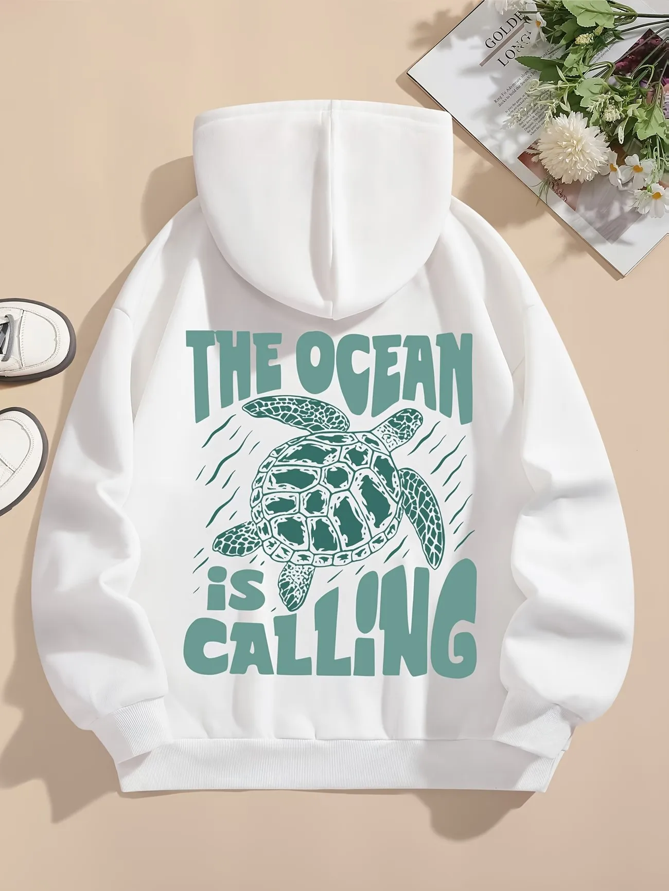 Retro Sea Turtle Hoodies Graphic Autumn Winter Y2k Streetwear Casual Hoodies Harajuku Sweatshirts Tops Hoodie Sweatshirt