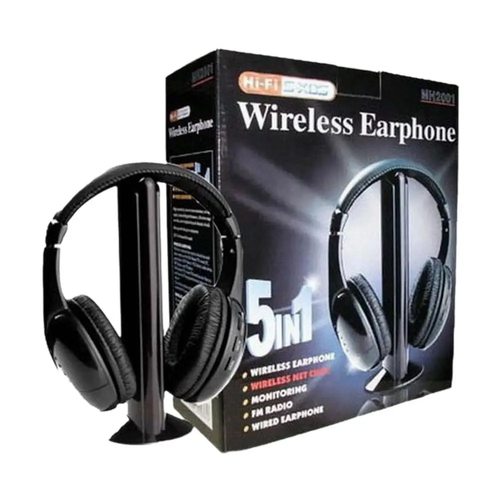 5-in-1หูฟังไร้สาย MH2001คลาสสิก5-in-1ทีวีไร้สาย Headphone STEREO อุปกรณ์เสริมหูฟังทีวี