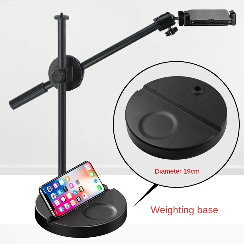 Desktop Vertical Shooting Mobile Phone Tablet Holder Stand Universal Base Heavy For Fill Light Live Video