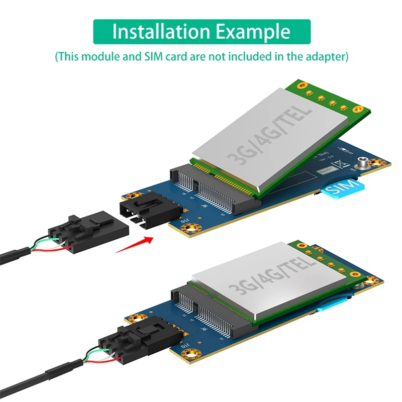 Adaptador Mini PCI-E para USB com slot para cartão SIM para módulo WWAN/LTE