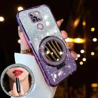 Luxury Glitter Plating Case with Holder Mirror for Huawei P70 Ultra P 60 50 40 30 Mate 60 50 40 30 10 E Pro Lite Silicone Cover
