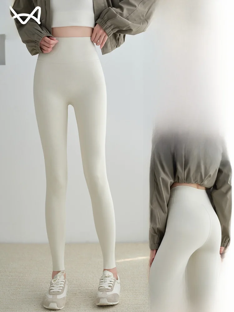 Damskie spodnie do jogi z wysokim stanem, ocieplane, przedłużone, z imitacji skóry, bawełniane spodnie, ciepła warstwa bazowa, odzież wierzchnia na jesień i zimę.