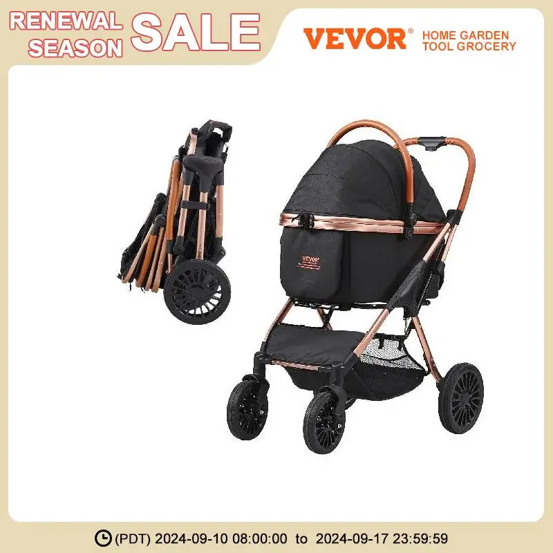 

VEVOR Pet Stroller Rotate Wheels Dog Stroller with Brakes Puppy Stroller with Detachable Carrier for Small to Medium Sized Dogs