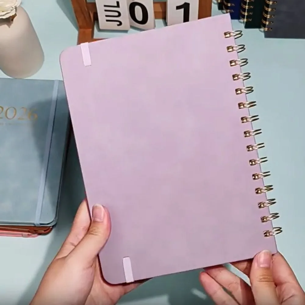 

A5 2026 Weekly Monthly Planner PU Leather Cover Self-fill Daily Planner Notepad with Strap Calendar Coil Schedules Notebooks