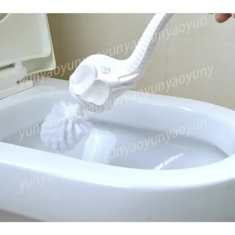 Lovely Elephant Ceramic Bathroom Toilet Brush Set Bathroom Soft-bristle Brush Cleaning Cleaning Brush Bathroom Accessory Set J5I