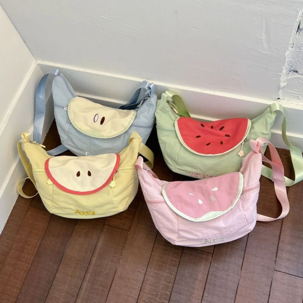 

Korean Style Nylon Shoulder Bag Creative Large Capacity Cloth Messenger Bag Tote Bag Lightweight Fruit Shape Crossbody Bag