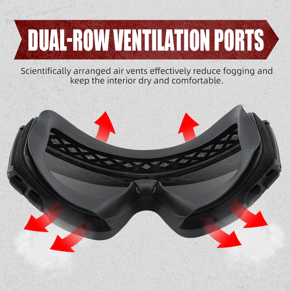 High Impact Resistant Goggles Durable Tactical Protective Goggles with 2.5 mm Thick Protective Lens