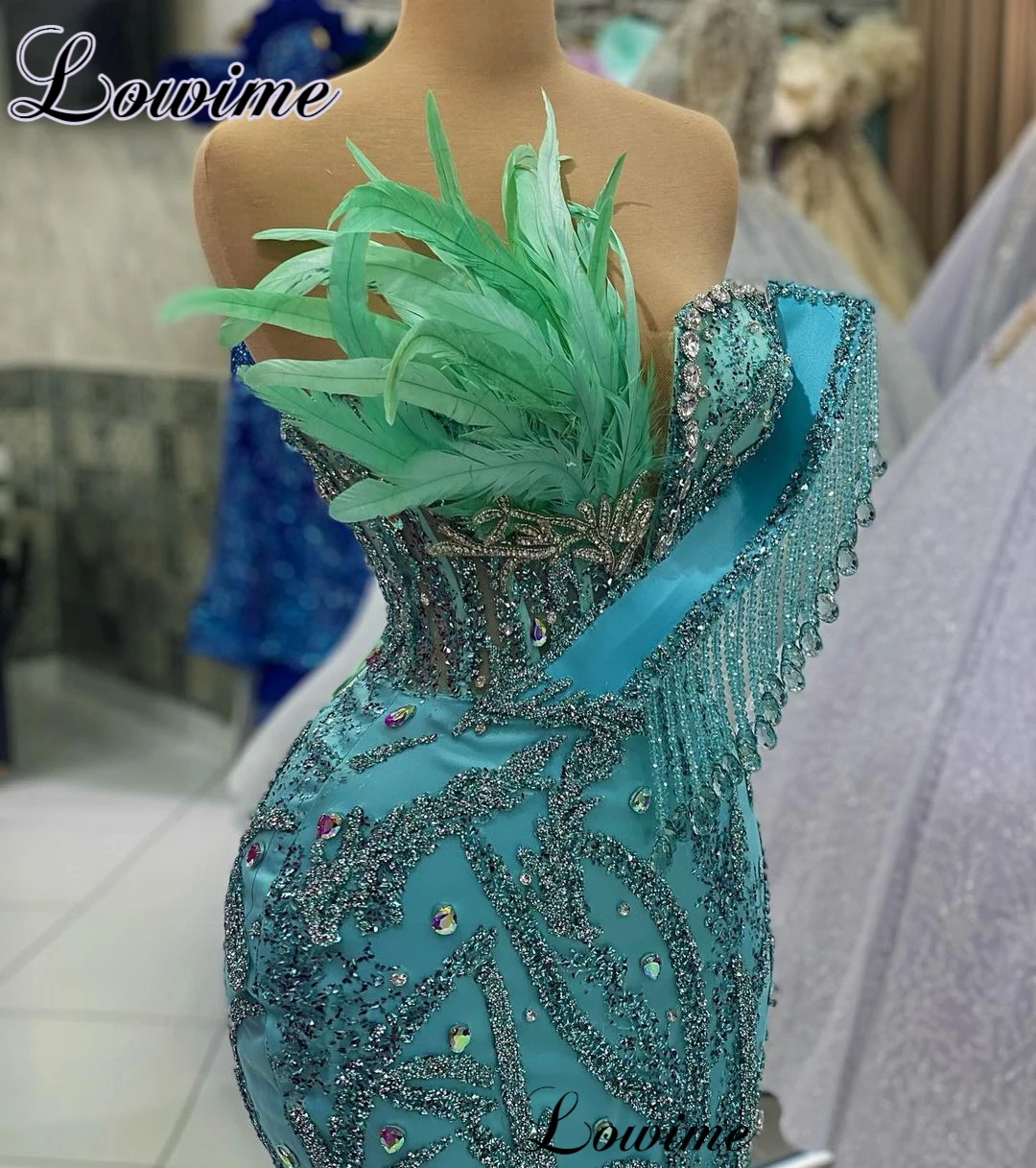 Azul céu, vestidos de celebridades especiais femininos, cristais sem mangas, tapete vermelho de gala, 2023