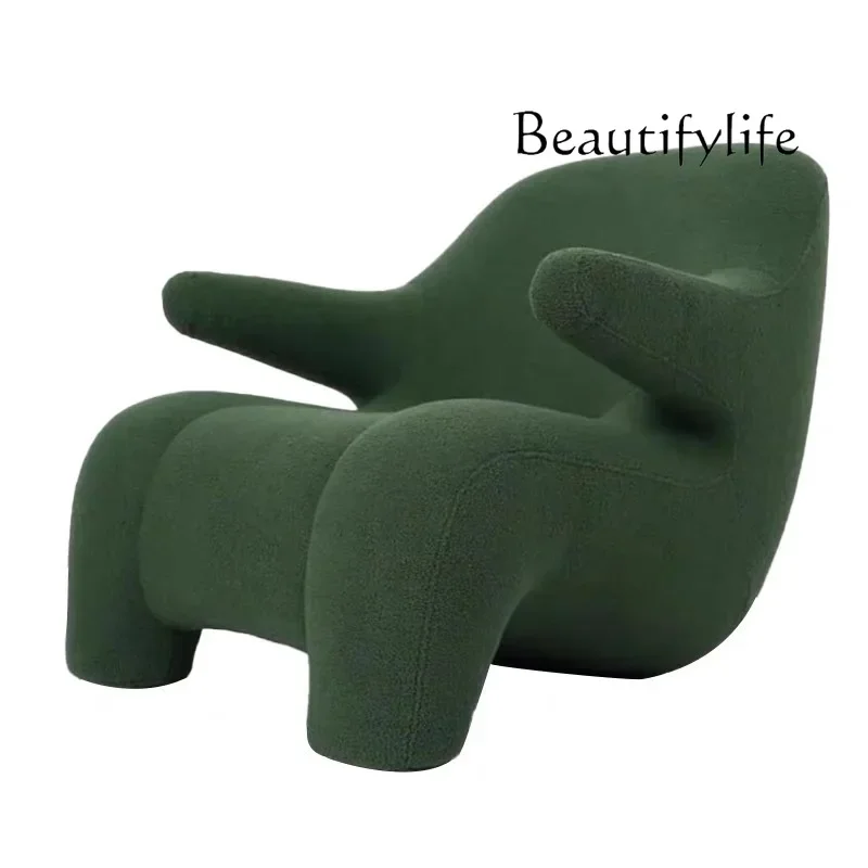 X40 Nordic Minimalist Small Apartment Fabric Single Sofa Lamb Wool Lazy Cream Wind Leisure Chair