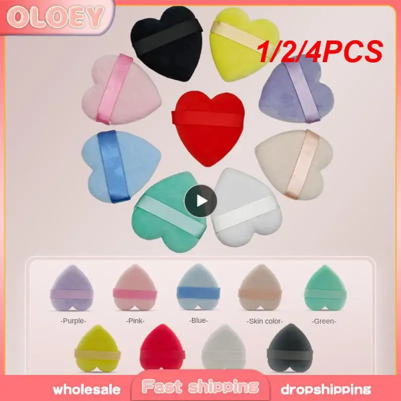 1/2/4PCS Heart-shaped Velvet Facial Face Makeup Puff Cosmetic Makeup Cotton Sponge Puffs Make Up Tools