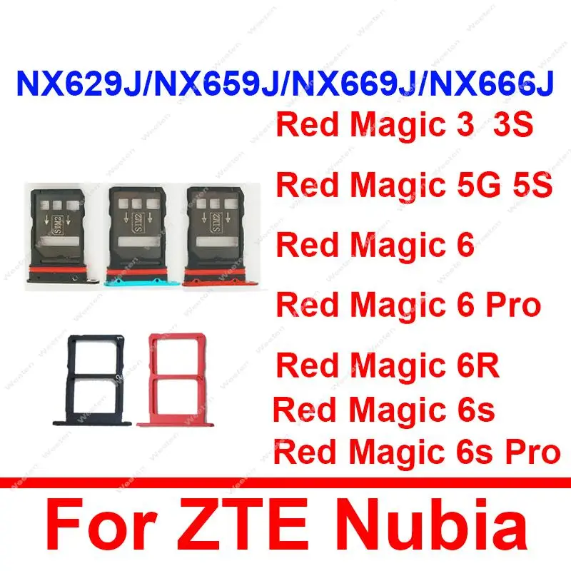 Sim Card Tray Holder For ZTE Nubia Red Magic 3 3S NX629J 5S 5G NX659J 6 NX669J 6R NX666J 6Pro 6s Pro  Card Reader Adapter Part