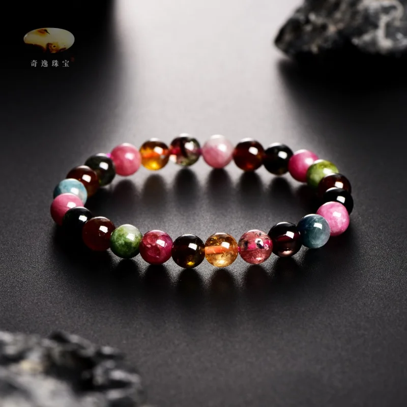 Tourmaline Crystal High Quality Single Circle 8mm Jade Women Bracelet