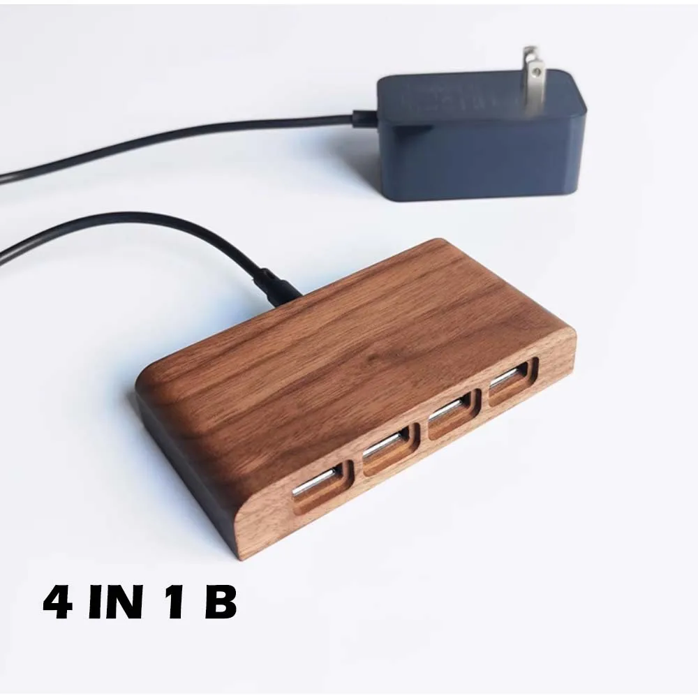 Expansor de hub de madeira de nogueira sólida divisor usb multi-interface computador desktop para ser hub limpo
