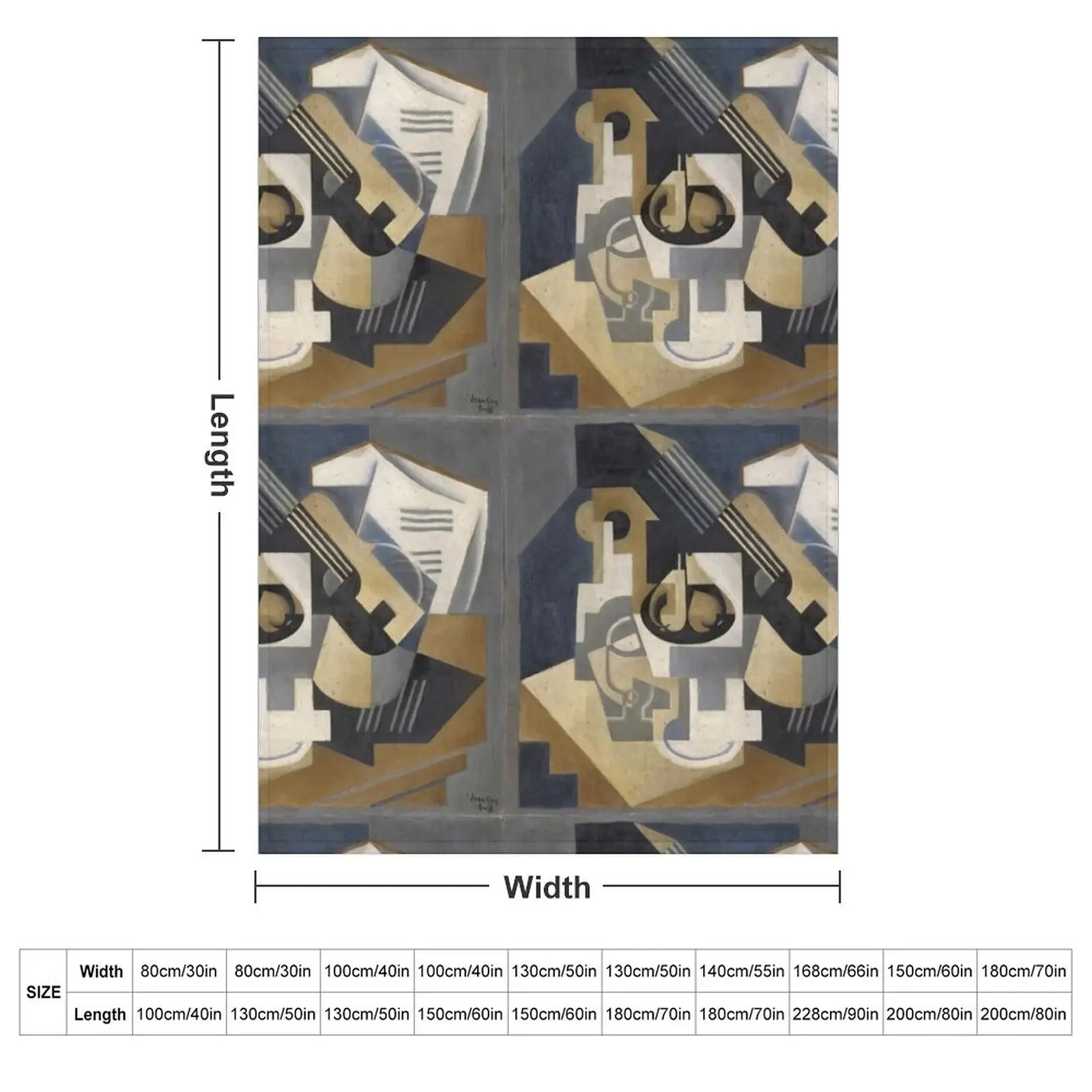 Juan Gris Guitar and Fruit Bowl on a Table - Guitar and Fruit Bowl Throw Blanket decorative Softest Blankets