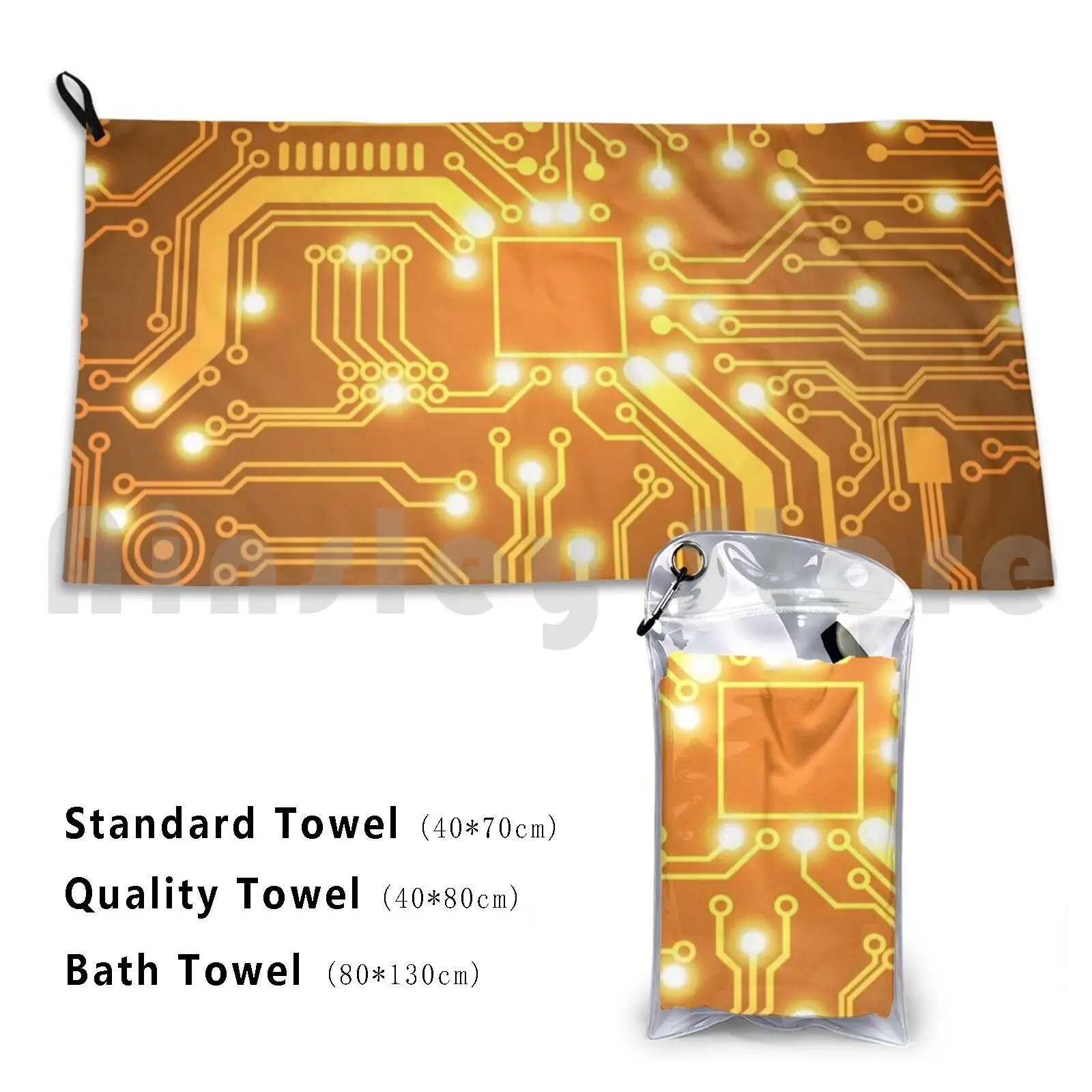 Futuristic Circuit Board Custom Towel Bath Towel Motherboard Chip Electronic Computer Hardware Technology