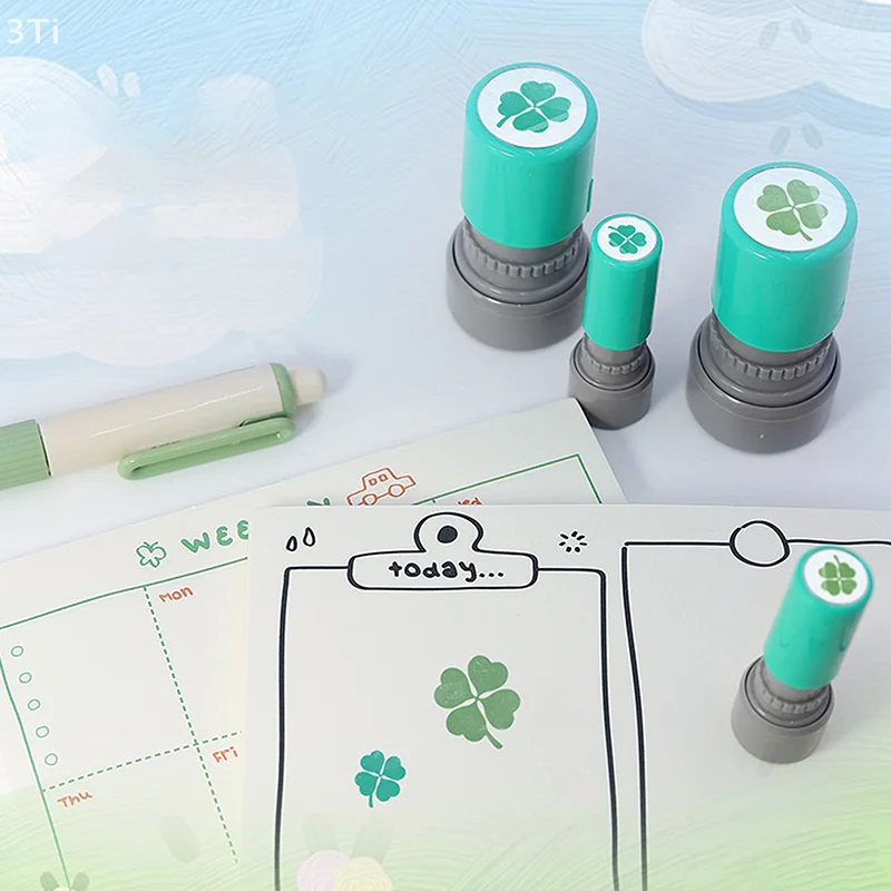 Портативный штамп для обзора учителя, штамп с четырьмя листами клевера для скрапбукинга, декоративный штамп с зелеными растениями и цветами