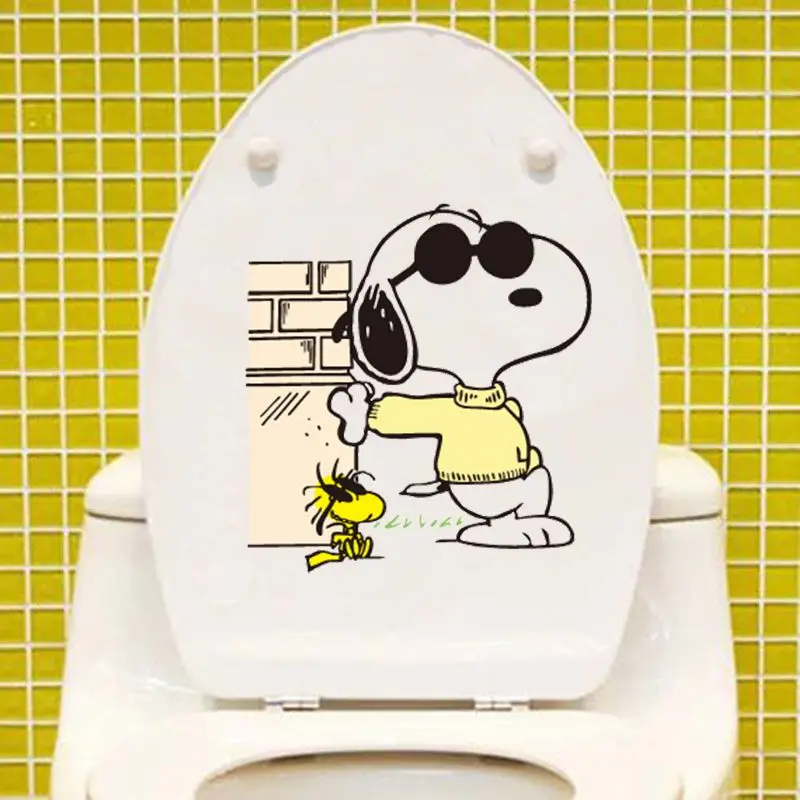 Snoopy Cartoon Animação Decoração Adesivo, Criativo Padrão De Cão Bonito, Assento Sanitário Impermeável Transparente, Periférico