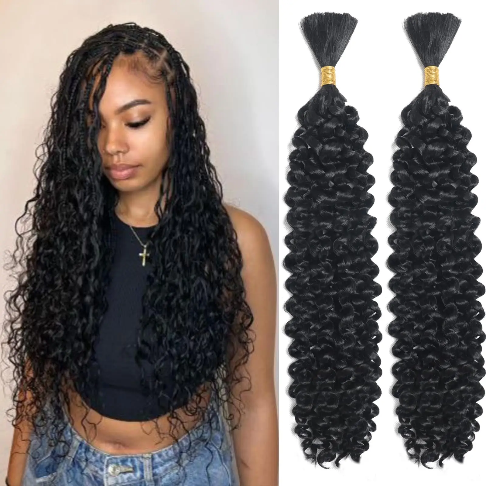 Water Wave Bulk hair for Braiding (16-28 Inch) No Weft Water Wave Bulk hair for Braiding