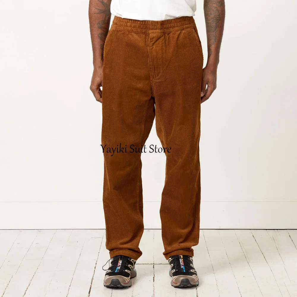 

Мужские вельветовые брюки, повседневные брюки для мужчин, прямые брюки с эластичной резинкой на талии, уличная одежда, рабочие брюки, классические швейные брюки