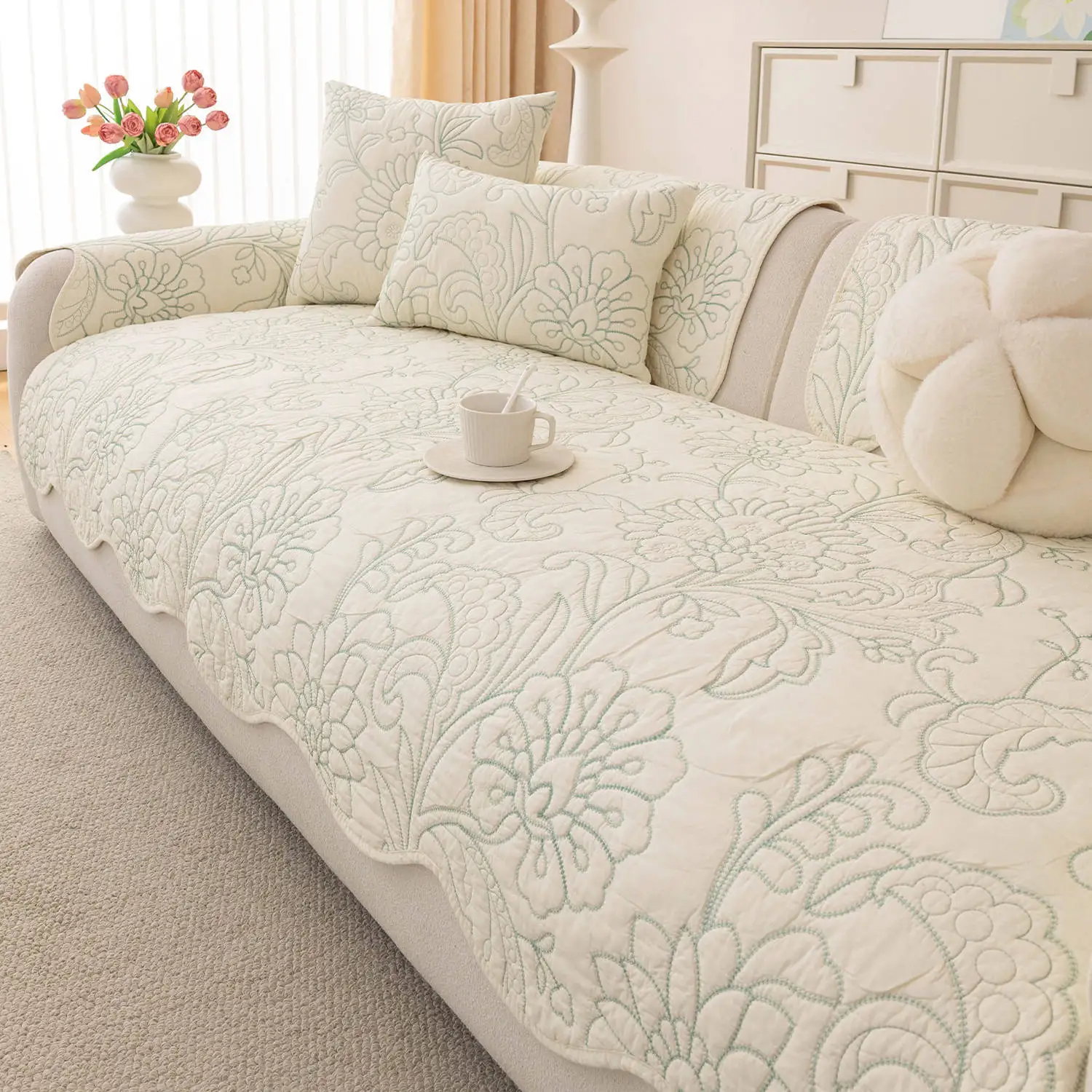 Cotton Sofa Cushion All Season Universal Seat Pad Couch L Shaped Sectional Non-slip Dustproof Sofa Cover