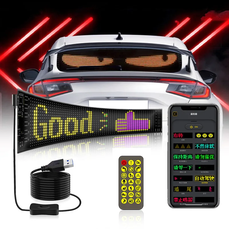 RGB Flexible LED Display APP Remote Programmable Soft Sign Strip Lights DIY Mask Hat Clothes Bag Shoes Word Scroll Matrix Screen