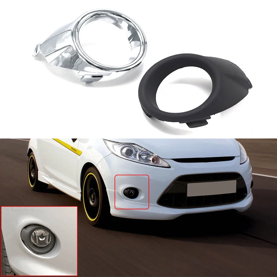 

For Ford Fiesta 2009 2010 2011 2012 Car Accessories Front Bumper Garnish Trim Fog Lamp Cover Foglamp Hood Chroming Black