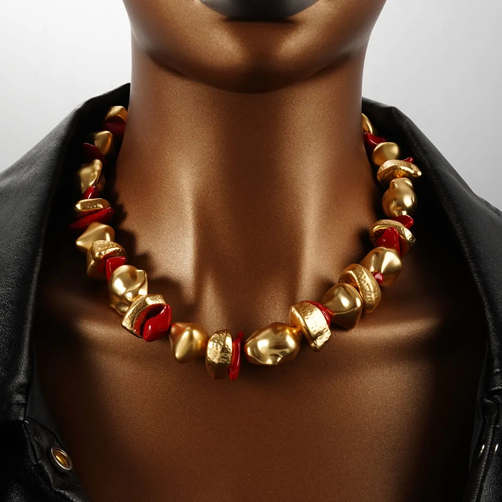 

Exaggeration Ethnic Irregular CCB Golden Stone Splicing Necklace for Women Vintage Statement Jewelry Gifts Accessories 2025