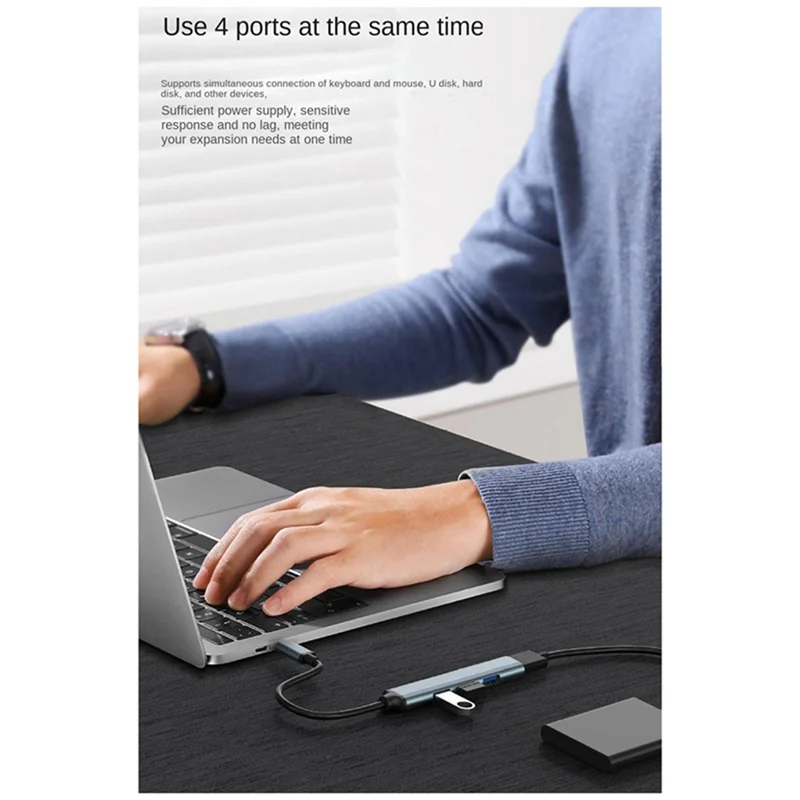 Répartiteur de concentrateur USB avec plusieurs ports, 4 ports, adaptateur secteur, multi concentrateur, type C vers USB 3.0