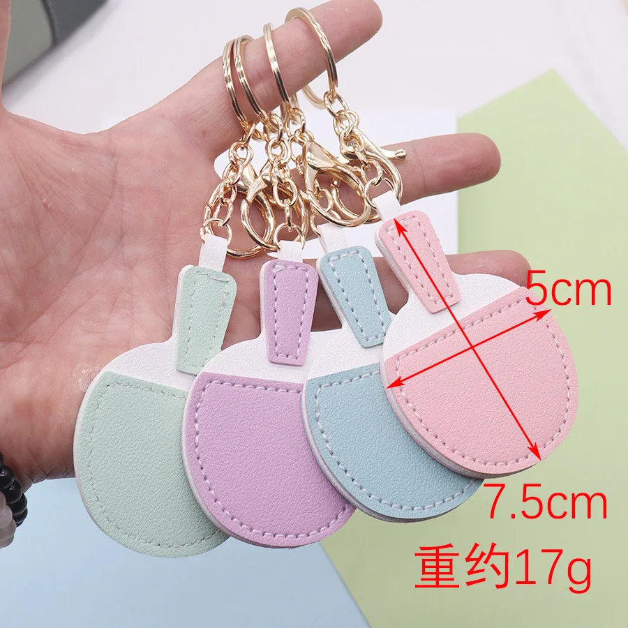 10PCS Cute Cartoon PU Table Tennis Racket Keychains Ping Pong Theme Keyring Charms Bulk Small Gifts for Sports Events Souvenirs