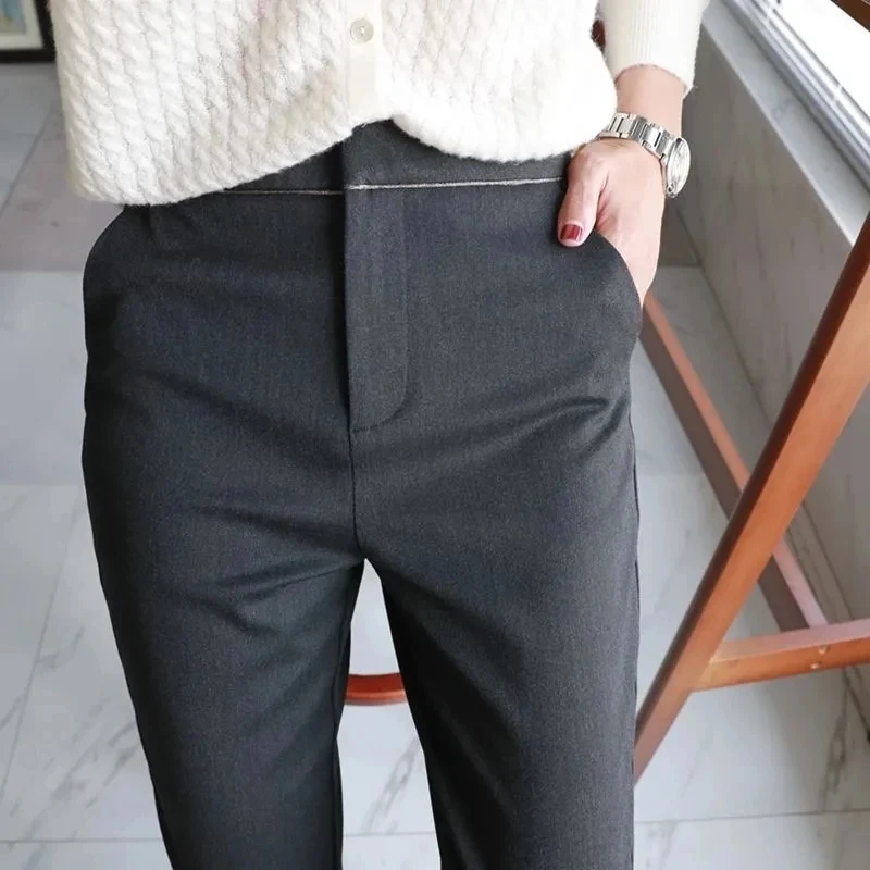 Slim Skinny High Waist Elastic Pencil Pants Overiszed Women Ankle-length Trousers Casual Spring 2024 Office Formal Pantalon