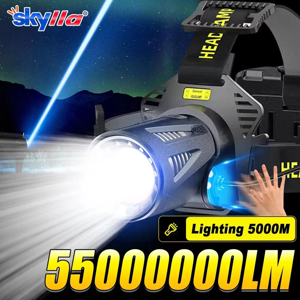 36-core Super Bright Headlight High Power XHP360 LED Headlamp Strong Light Head Lamp USB Rechargeable Zoomable Camping Fishing