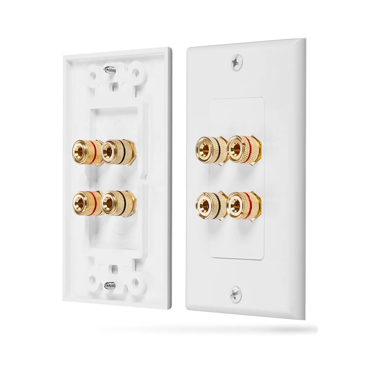 4X 4 Posts Speaker Wall Plate Home Theater Wall Plate Audio Panel for 2 Speakers