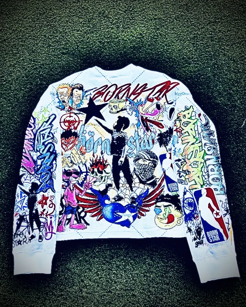 

Hip-hop Y2K Harajuku Casual High Street Trendy Brand Oversized Long-sleeved Tops Men Y2k Gothpunk Animation Printed T-shirt Men