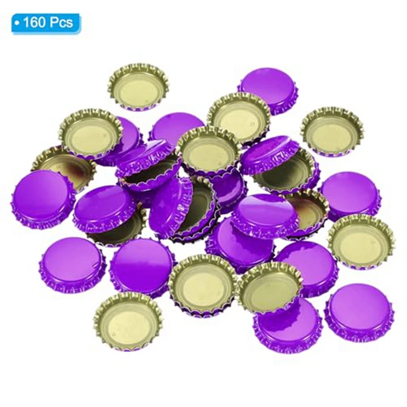 160 PCS Bottle Caps For Crafts, 1 Inch Decorative Metal Beer Bottle Caps Bulk Flattened Charm For DIY Craft