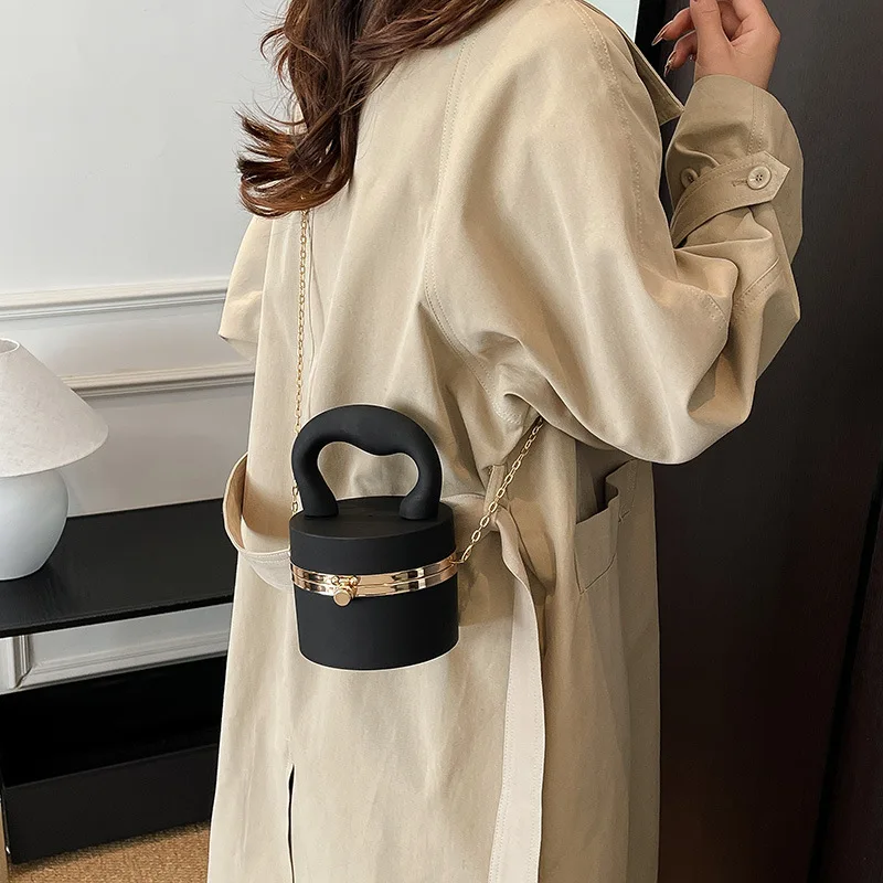 Acrylic Mini Dinner Bags Cylinder Famous Evening Bag Niche Design Metal Handle Box Bag Luxury Designer Handbag Chain Satchel Bag