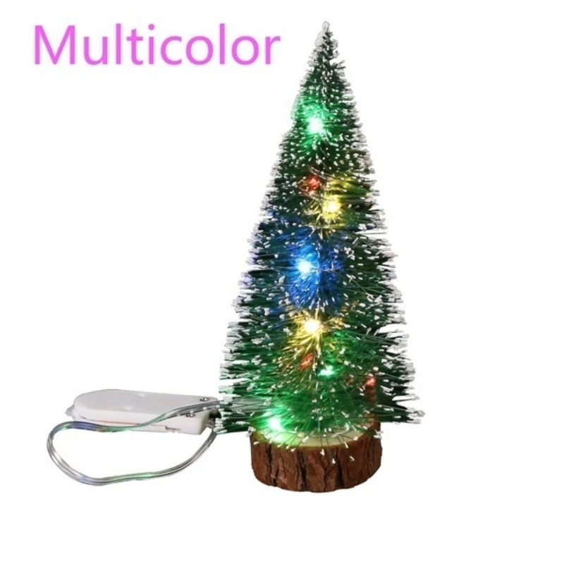 1pc HA CONDOTTO LA Luce Mini Artificiale Alberi Di Natale Decorazioni Festival Da Tavolo In Miniatura Neve Gelo Albero Di Natale Decor 4 Dimensioni