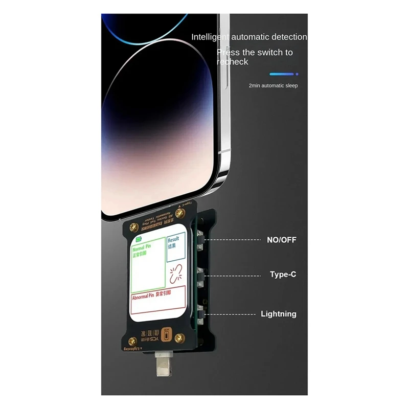 Probador inteligente de enchufe trasero de detección automática para teléfono LCD Digital para interfaz Apple/probador de detección de interfaz tipo C