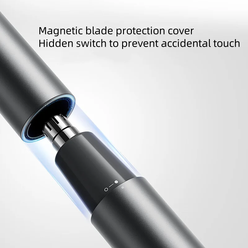 ماكينة تشذيب شعر الأنف القابلة لإعادة الشحن للرجال، منظف شعر الأنف الكهربائي المحمول، رأس تشذيب قابل للإزالة والغسل