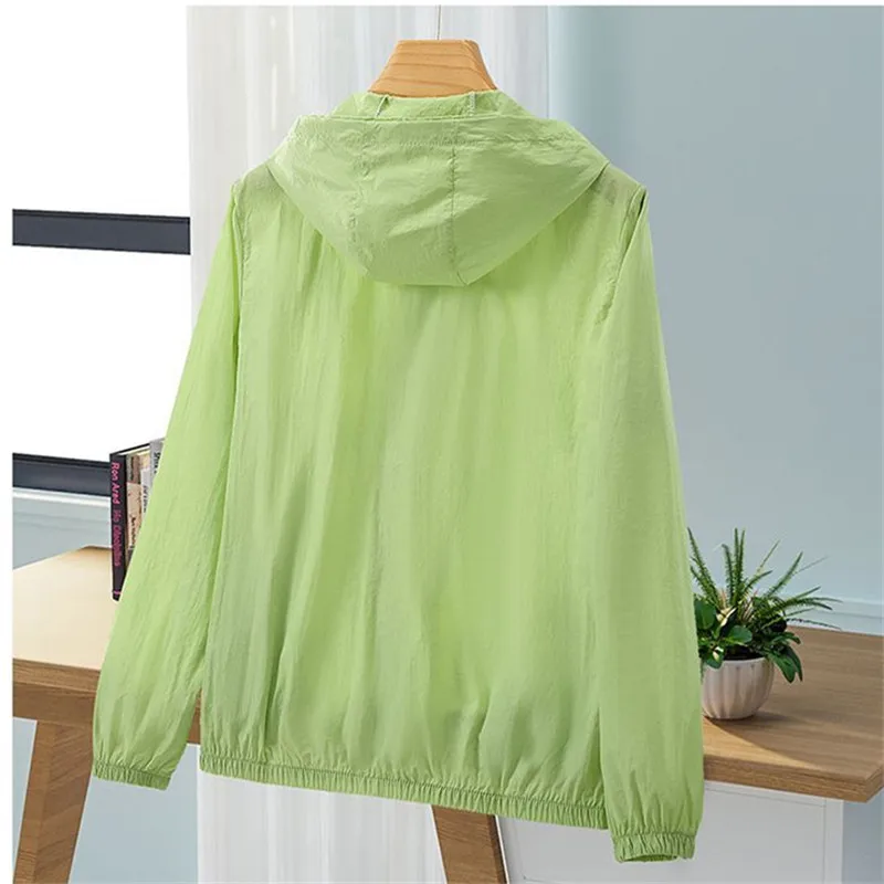 2025 جديد الصيف سترة النساء ملابس وقاية من الشمس عادية مقنعين الأشعة فوق البنفسجية حماية تنفس رقيقة معطف الإناث فضفاضة قصيرة القمم B9 #2