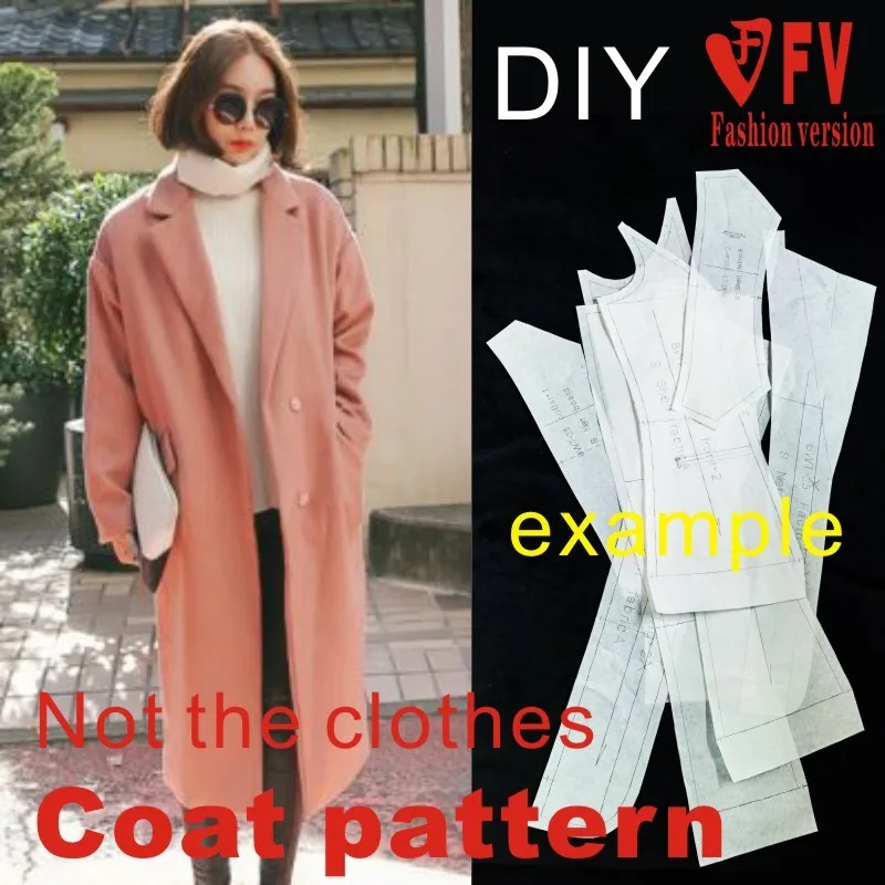 Ladies Falling Shoulder Large Lapel Mid-length Coat Pattern Coat Clothing Cutting Drawing BFY-141