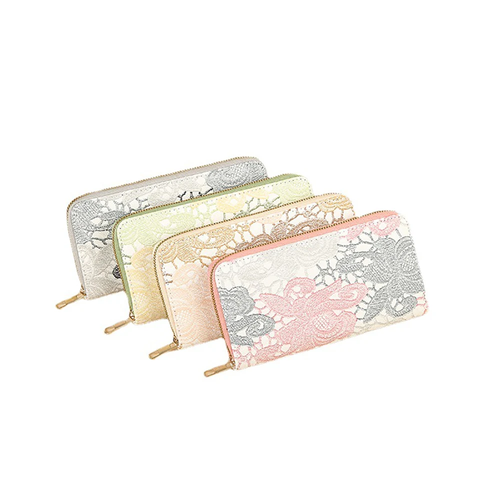 女性用財布5個セット-puフラワー柄-防盗機能付き-多機能-3つ折り式-スマホ対応-ロングカードホルダー