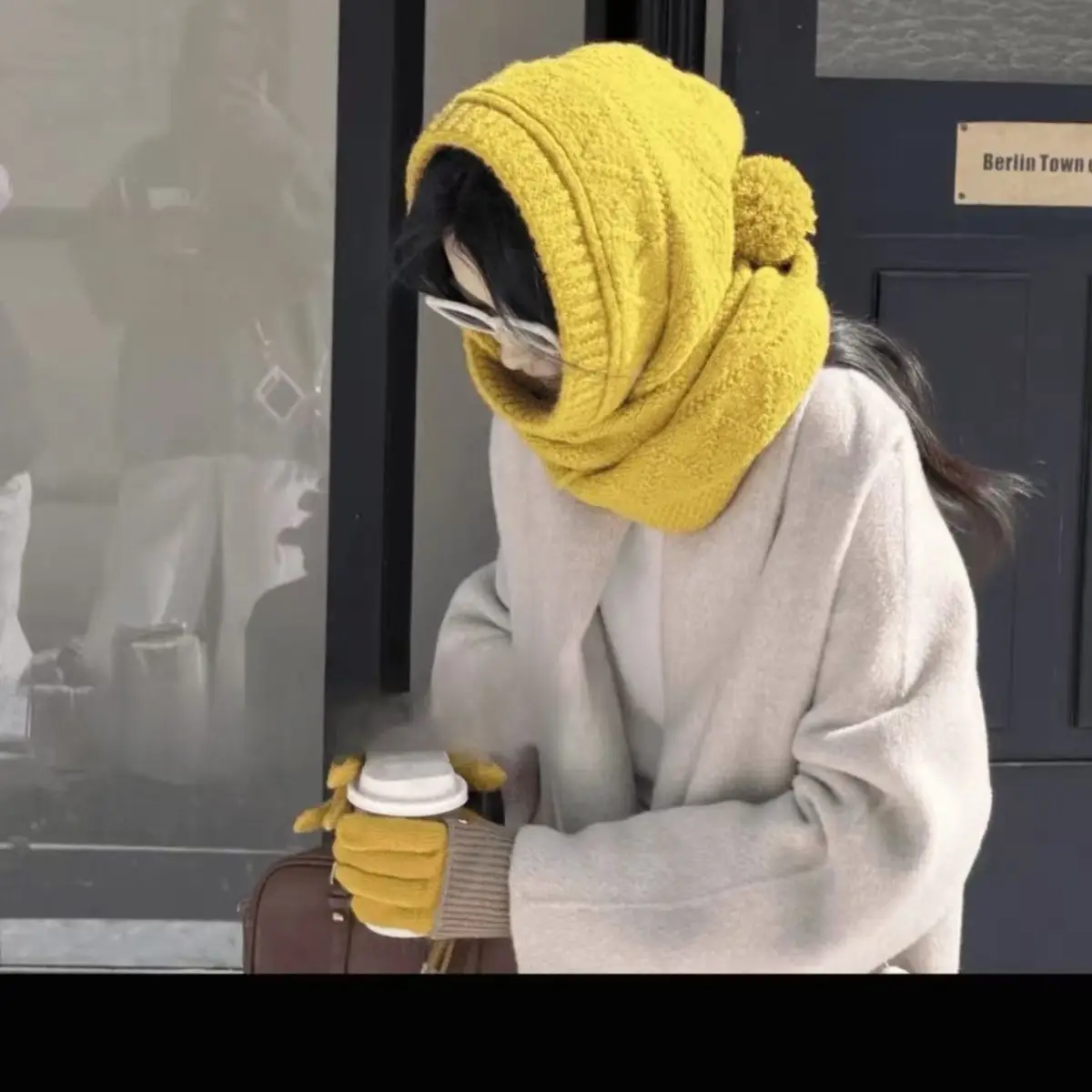 Balaclava Hat Scarf Set Warm Knit Beanie for Women Winter Ear Protection Cap Accessory Product