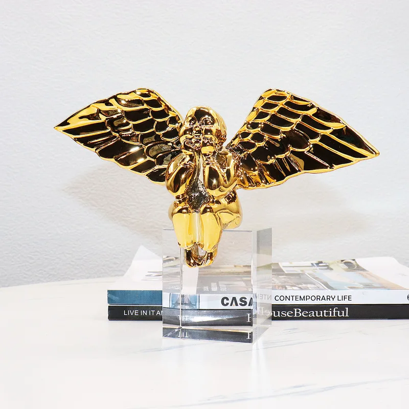 Nordic Creative Resin Crystal Angel Ornament for Model Homes, Sales Centers, Study Rooms, Living Rooms, Desktops, and Entryway D
