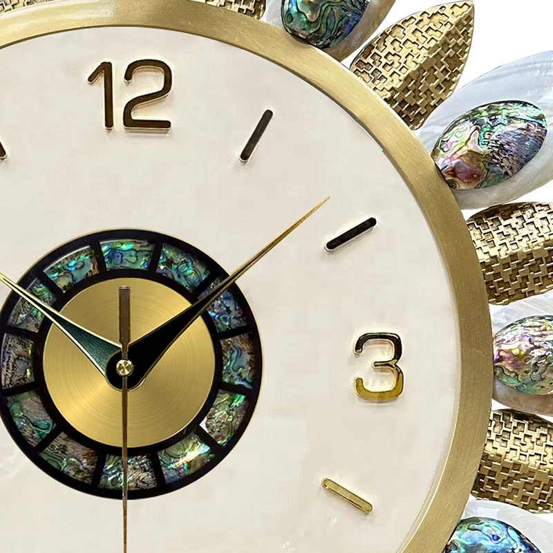 Shell splicing luxury wall clock home decoration copper art